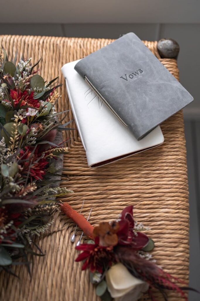 vow books for hood river winter elopement cabin styled shoot